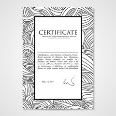 Graphic design template document with hand-drawn waves.