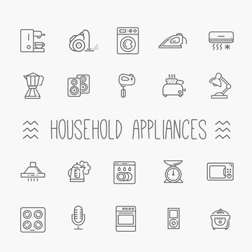 Outline icon collection - household appliances