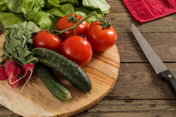 Vegetables on rustic background