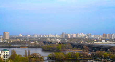 Fototapeta na wymiar Railway bridge across Dnieper river