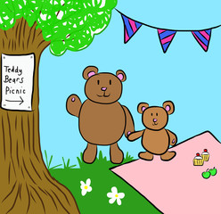 Illustration of teddy bears picnic