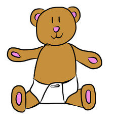 Illustration of a teddy in a nappy