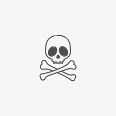 Simple skull and crossbones icon outline with grunge texture