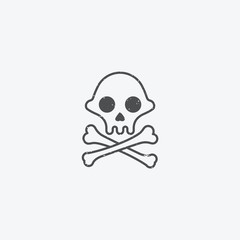 Simple skull and crossbones icon outline with grunge texture