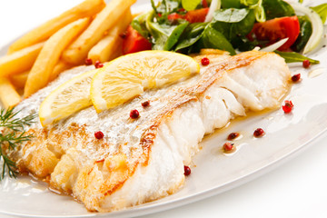 Fish dish - fried fish fillet and vegetables