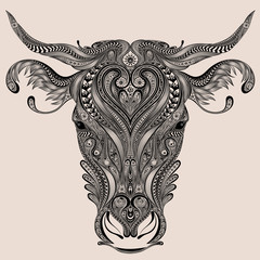 Cow head vector from abstract patterns