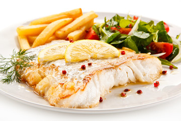 Fish dish - fried fish fillet and vegetables