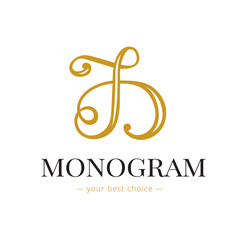 Vector elegant hand lettered D letter monogram logo. Boutique logo