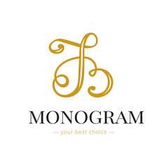 Vector elegant hand lettered B letter monogram logo. Boutique logo
