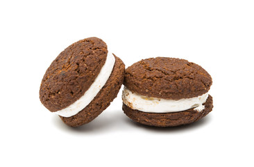 chocolate cookies with creme filing isolated