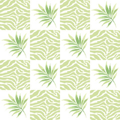 Seamless pattern with tropical leaves on the texture of the skin - 108152243