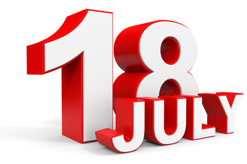 July 18. 3d text on white background.