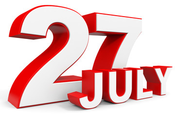 July 27. 3d text on white background.