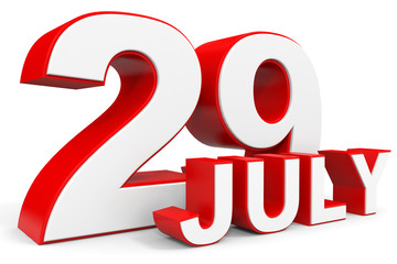 July 29. 3d text on white background.