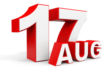 August 17. 3d text on white background.