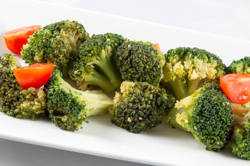 Broccoli and tomatoes. Vegetables raw. Vegetarian food.