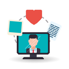 man and social media design, vector illustration