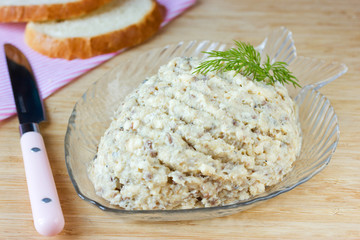 Fresh homemade herring creamy pate forshmak