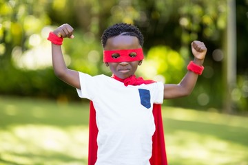 Young child is dressing up as a hero