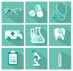 Set of flat design concept icons for medicine