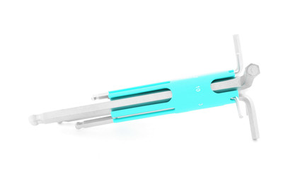 Hex wrench, chrome tool for construction, isolated on white background