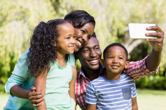 Happy family taking picture