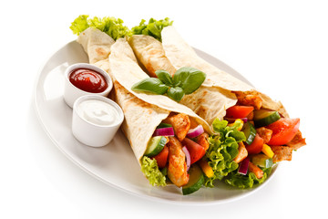 Kebabs - grilled meat and vegetables 