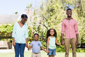 Happy family posing together