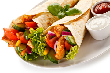 Kebabs - grilled meat and vegetables 