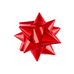 Red satin bow isolated on white 