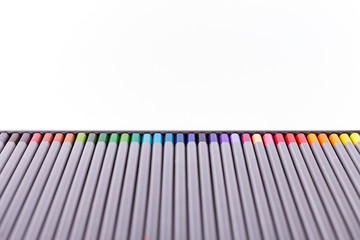 Colour pencils isolated on white background closeup