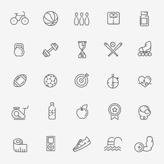 Outline web icon set - sport and fitness