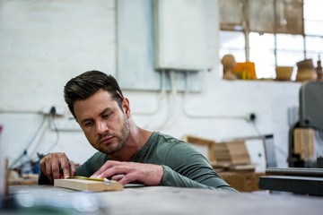 Carpenter working on his craft