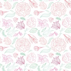 Vector Outline Floral Pattern