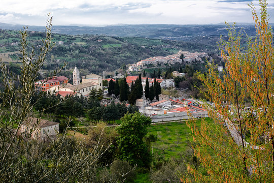 Countryside with Sanctuary of Holy Face and the village of Letto