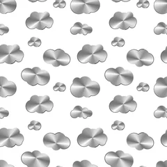 Meubelstickers Steel metallic clouds icons on white, seamless pattern © EvgeniyBobrov