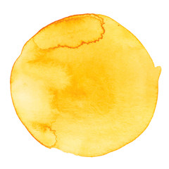 Designed abstract hand painted watercolor background. In yellow isolated on white. illustration.