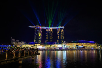 Singapore at night and laser show