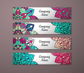 Banner set with floral mandala pattern
