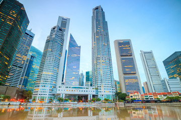 Naklejka premium Skyline of downtown Singapore