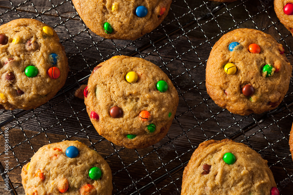 Wall mural homemade candy coated chocolate chip cookies