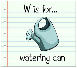 Flashcard letter W is for watering can © blueringmedia