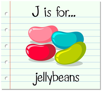 Flashcard letter J is for jellybeans