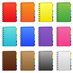 Set of coloured diarys