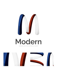 Abstract 3d swirl ribbon logo template with business card corporate identity design