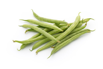 Green beans isolated on a white background.