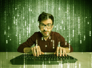 Online hacking in progress concept
