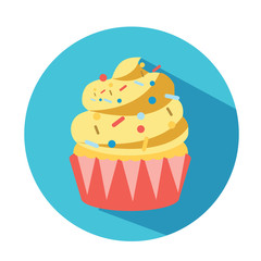 Cupcake vector icon with long shadow