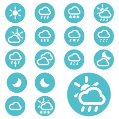 Set of weather icons.  Button. Vector illustration.