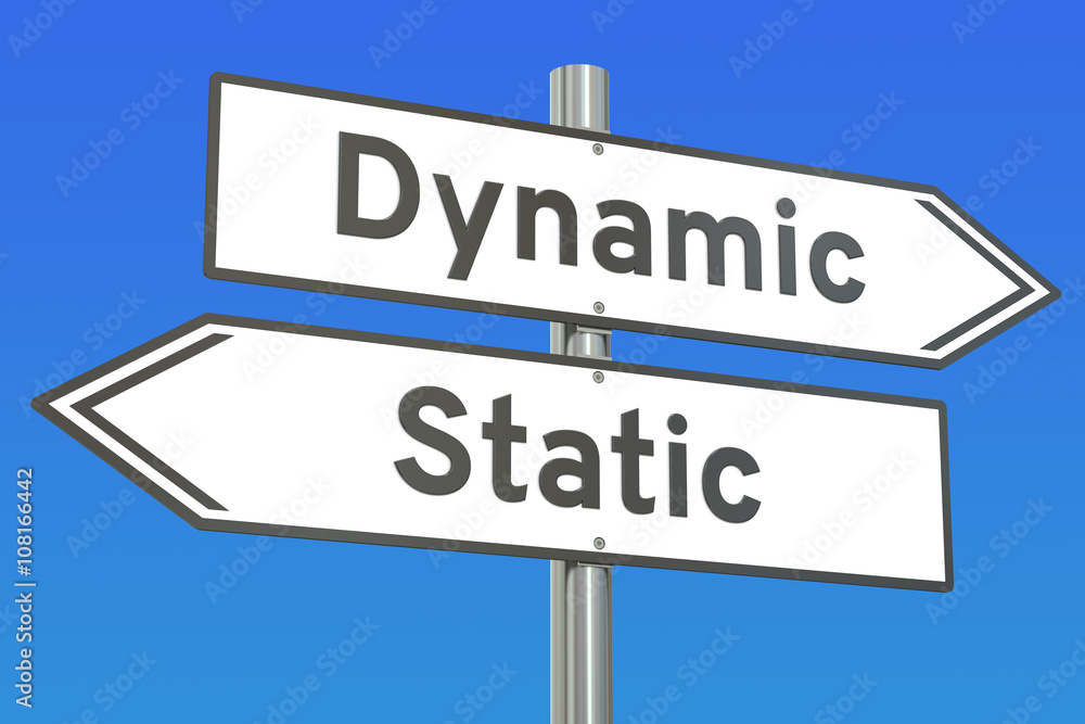 Aufkleber dynamic or static concept, 3d rendering